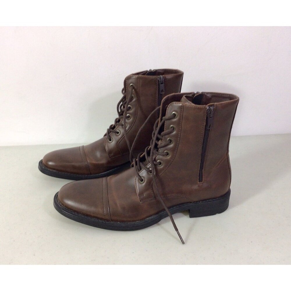 Unlisted by Kenneth Cole Brown Lace Up Zip Boots Mens 7.5 New